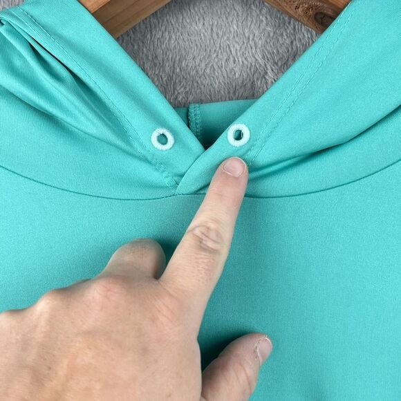 Vineyard Vines Performance Long Sleeve Hooded Shirt‎ Mens M Turquoise Casual - Picture 4 of 8